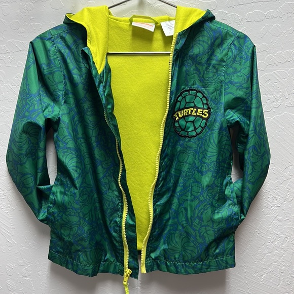 NICKELODEON 🐢🍕TMNT🛹🥷 Windbreaker Hooded Jacket Size 5 - Picture 7 of 11